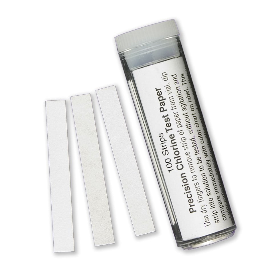 Chlorine Test Strips Vial of 100 Strips to check Strength of Sanitizer Solution