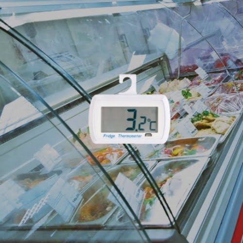 Digital fridge thermometer with food safety zone indicator